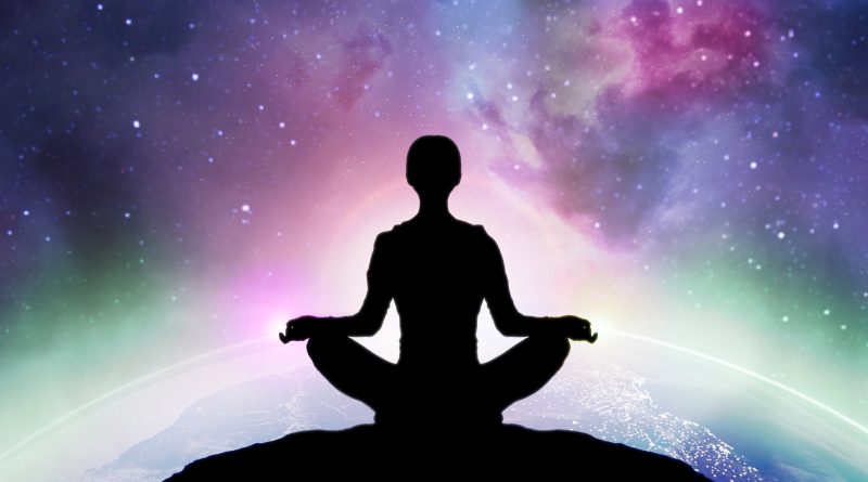 full shot adult meditating rock